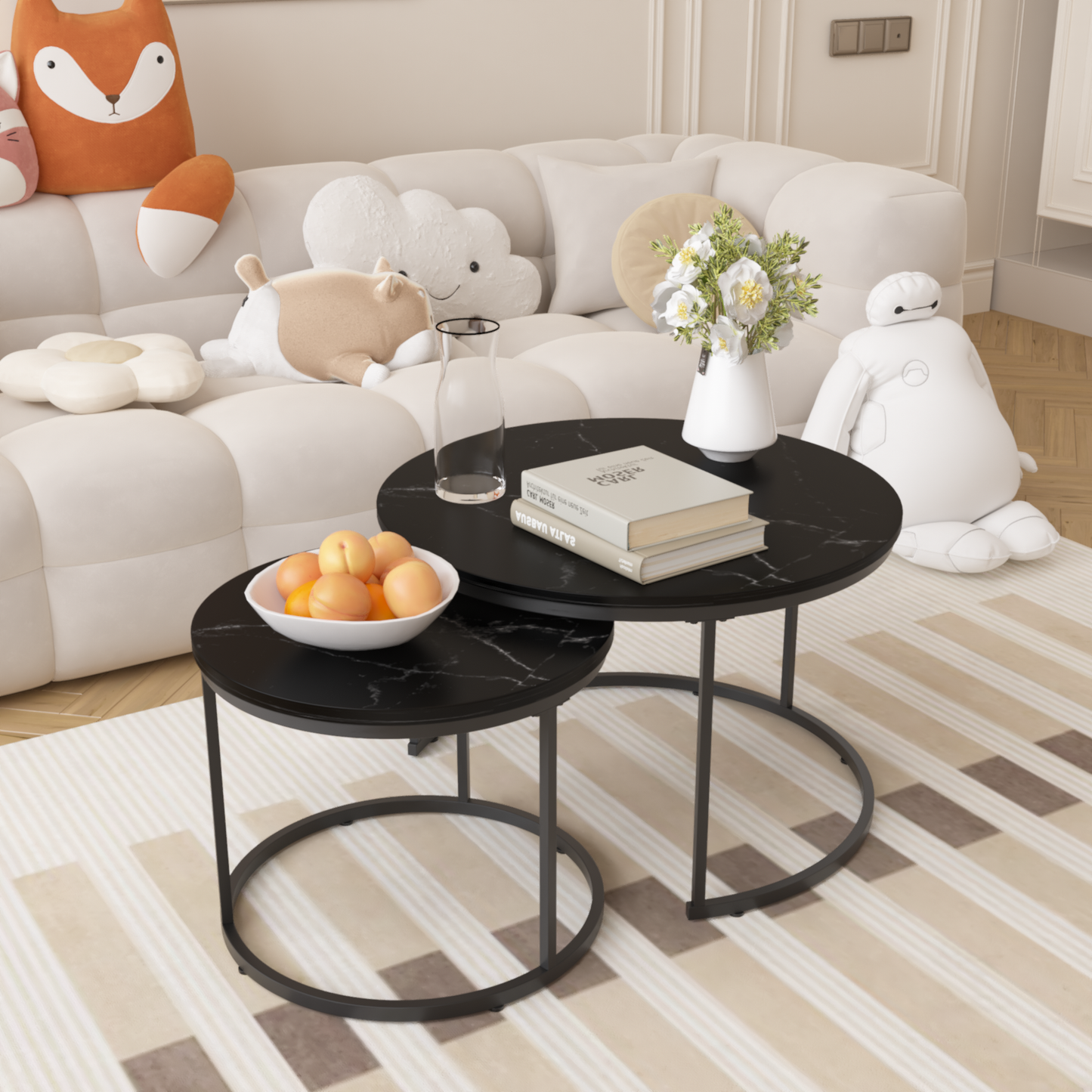 Irvington Contemporary Velvet Nesting Coffee Tables