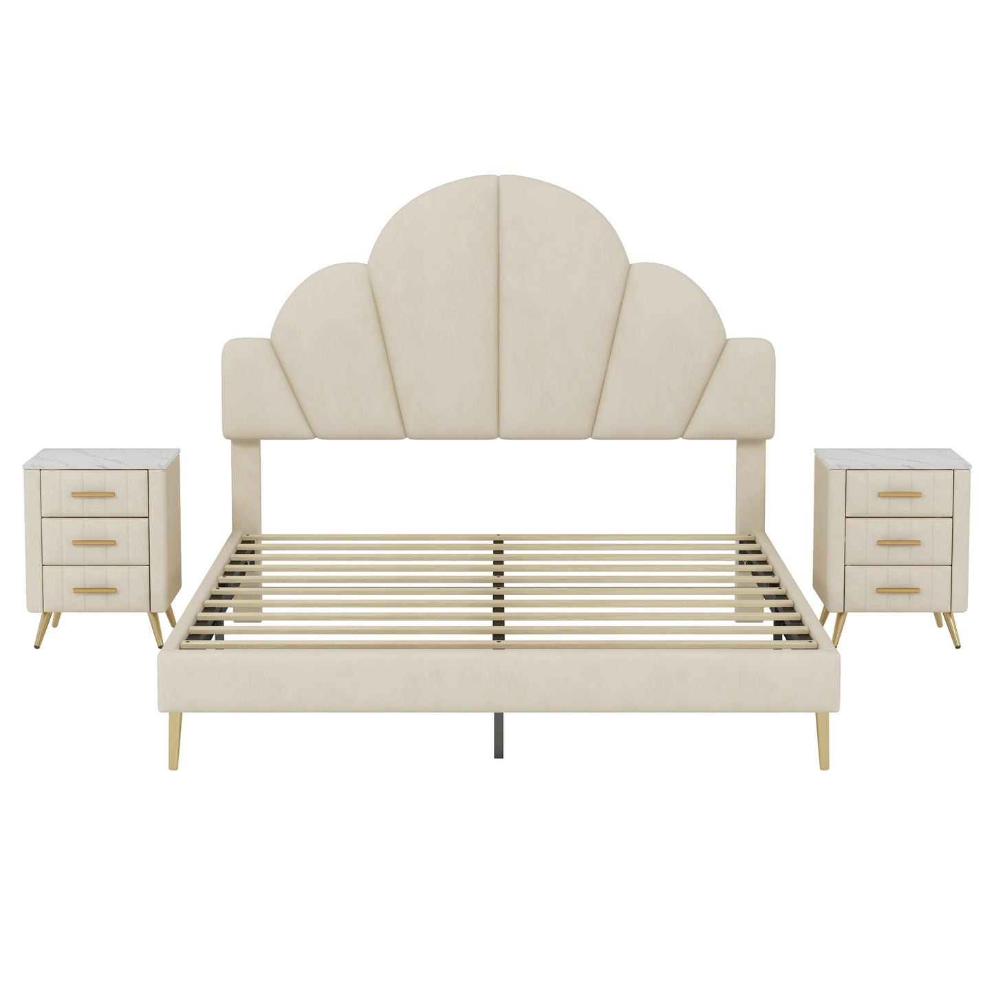 Somerset Modern Velvet Petal Bedroom Set