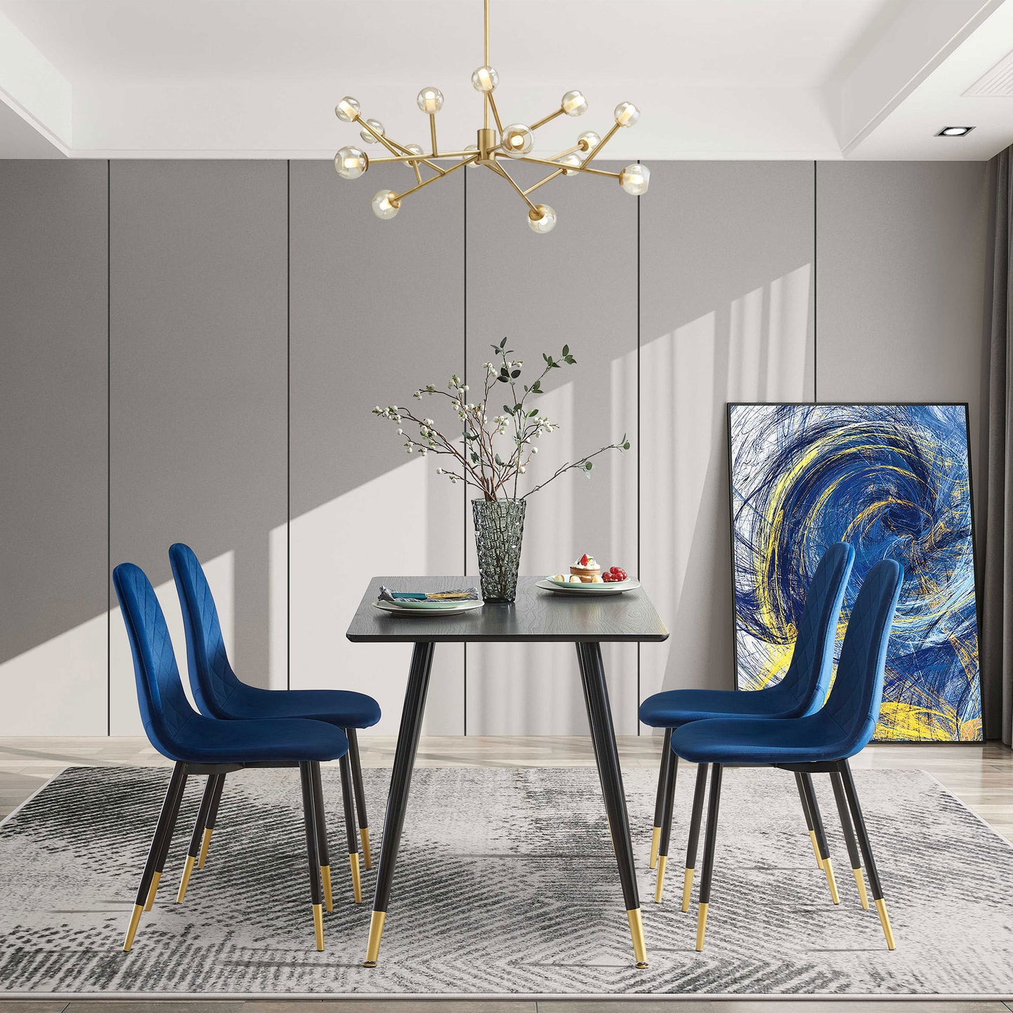 Kingsly Modern Velvet Dining Table