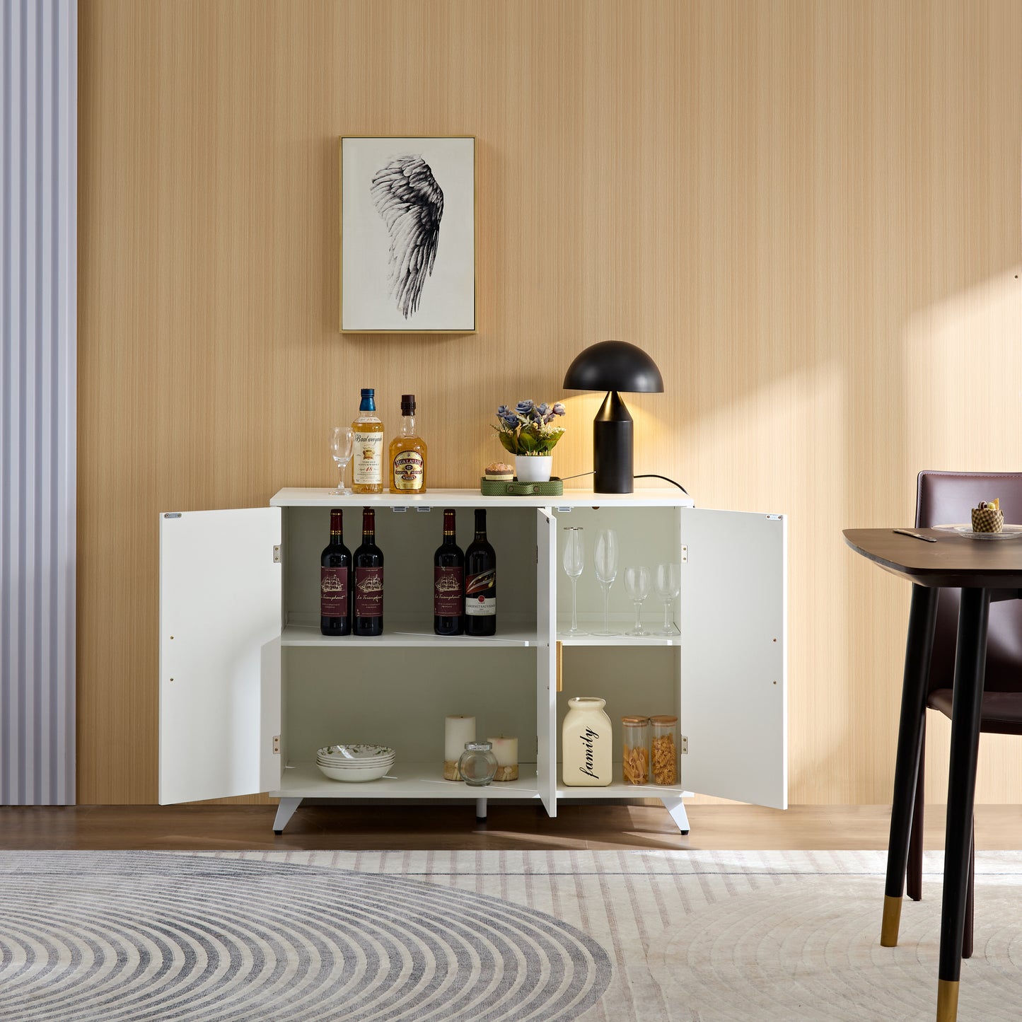 Marites Modern Wavy Texture Accent Cabinet