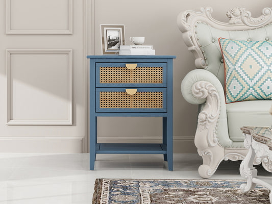Amity Mid-Century Natural Rattan Side Table
