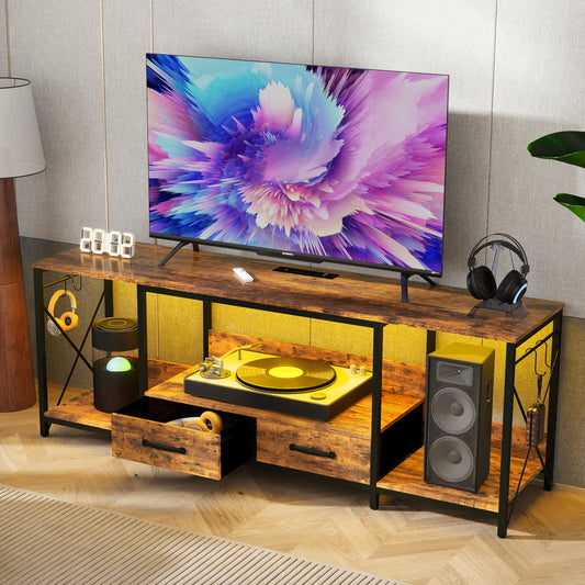 Justo Modern TV Stand with LED Lights and Storage