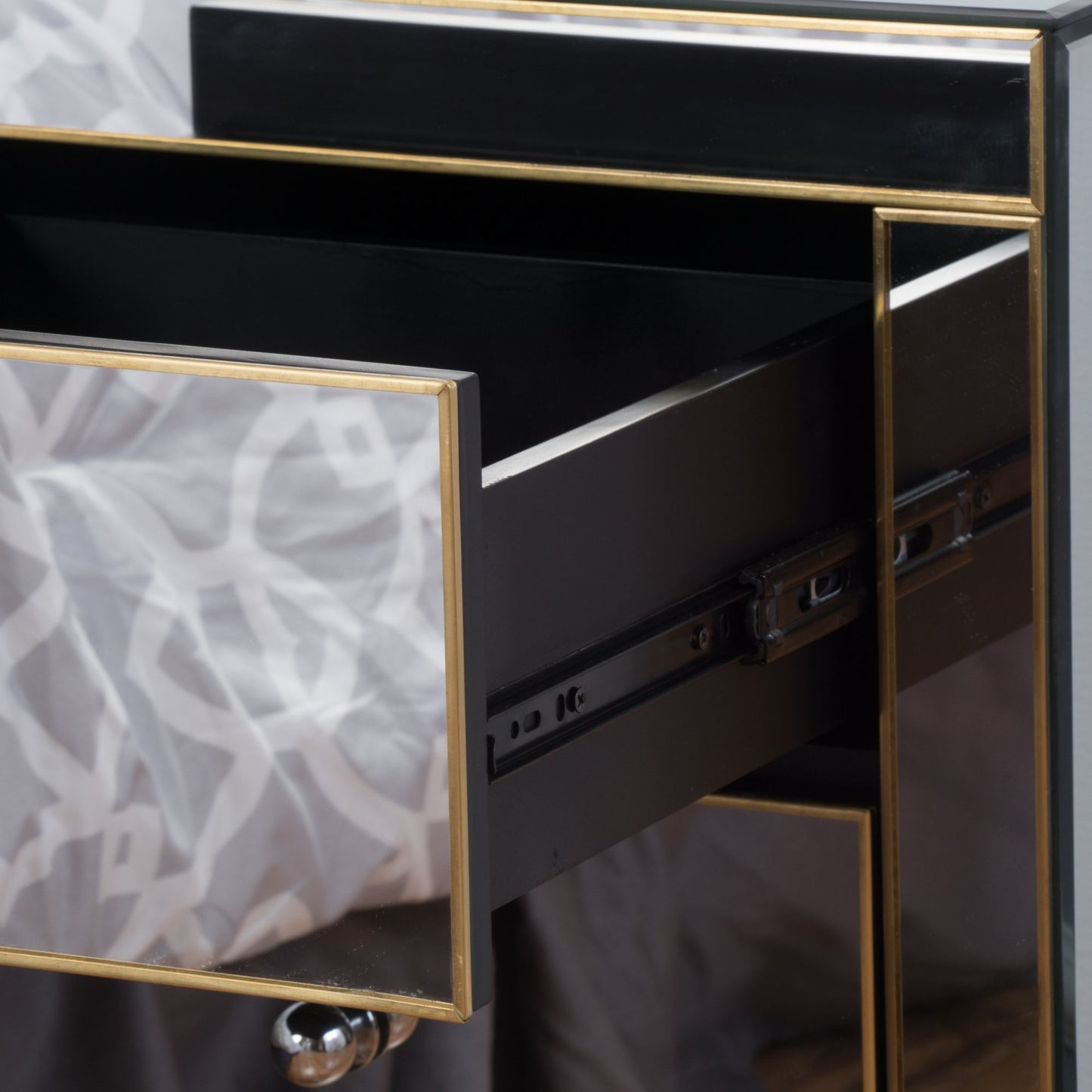 Fitch Contemporary Elegant Mirrored Nightstand Side Table