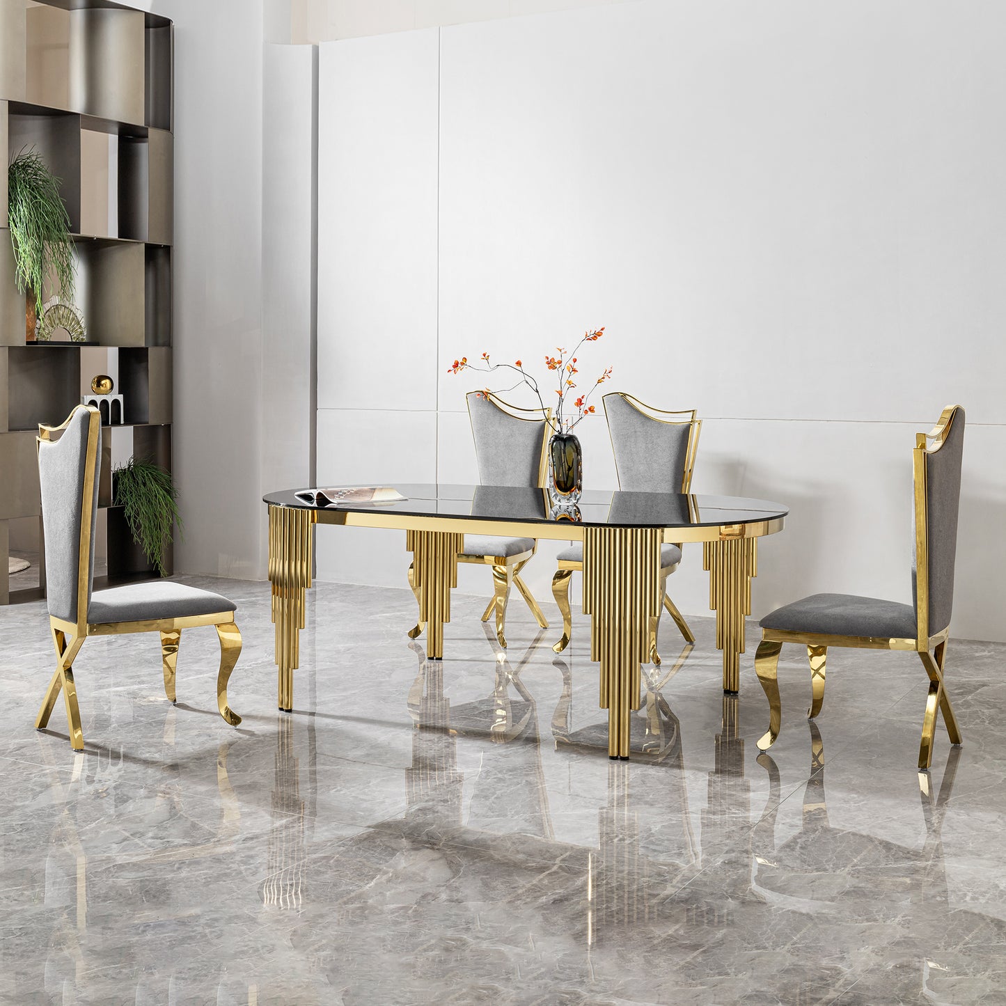 Emery Contemporary  Glass Dining Table