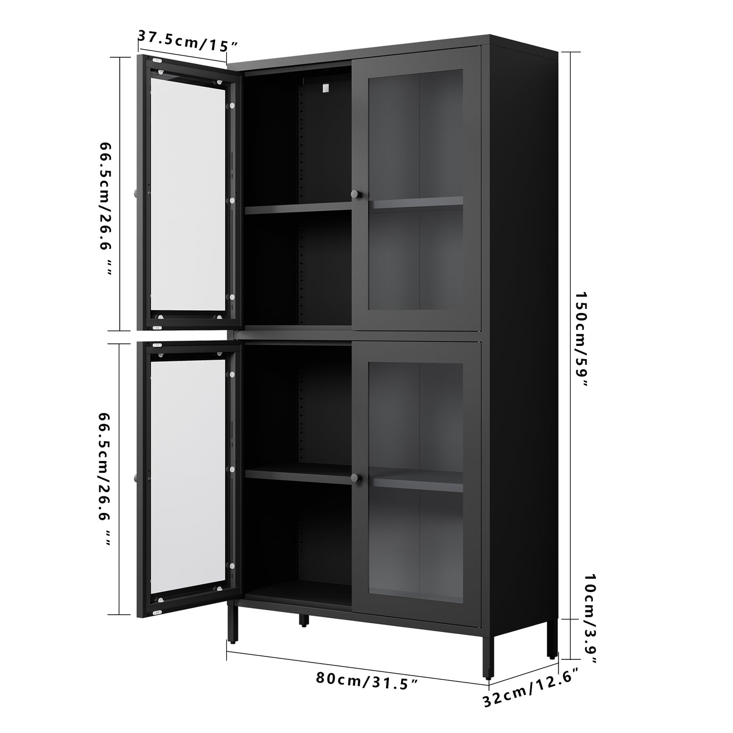 Elmcrest Modern Metal Glass Cabinet