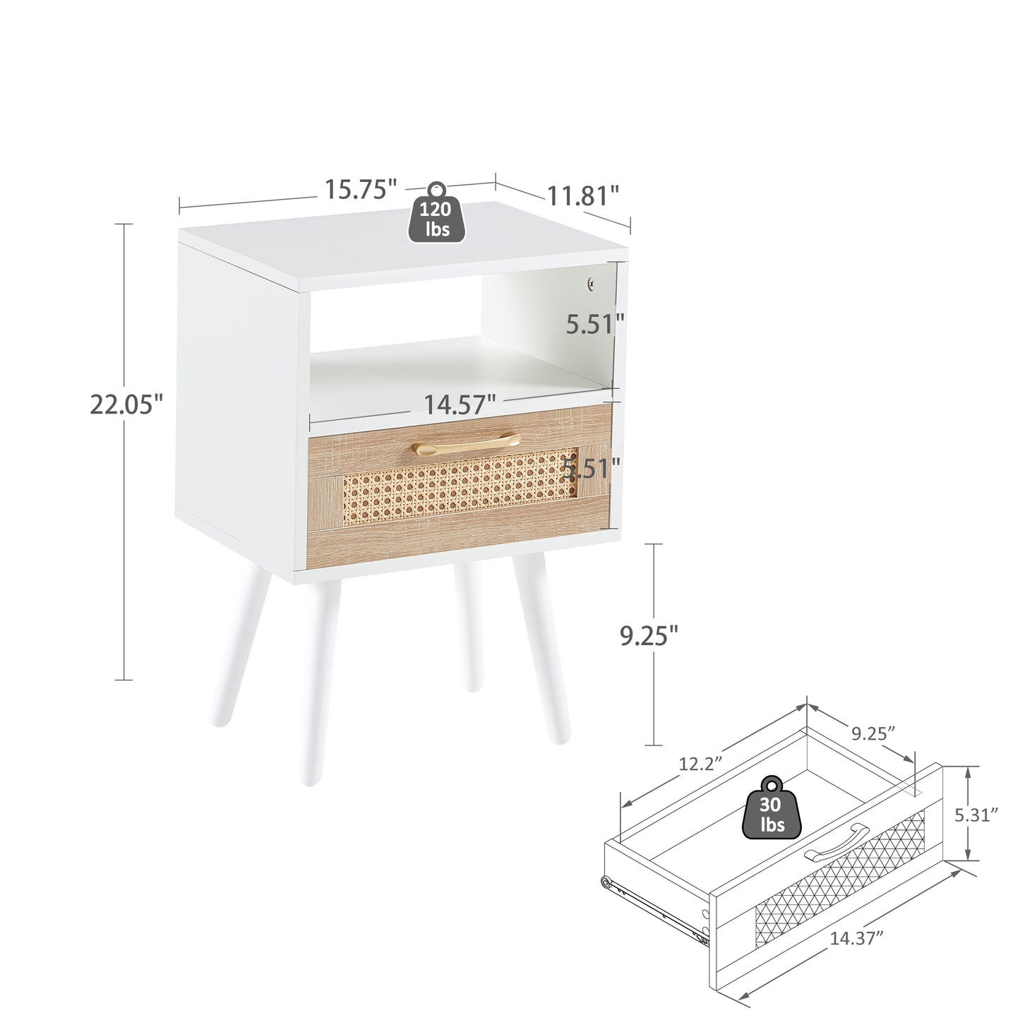 Lazzareschi Modern Rattan Wood End Table