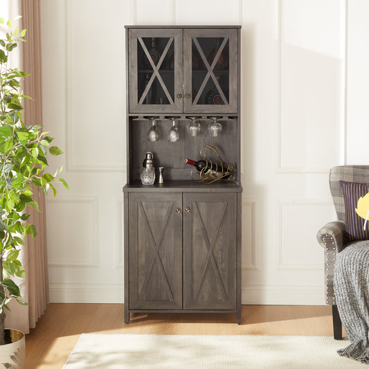 Oakridge Craftsman Farmhouse Bar Cabinet with Wine Rack
