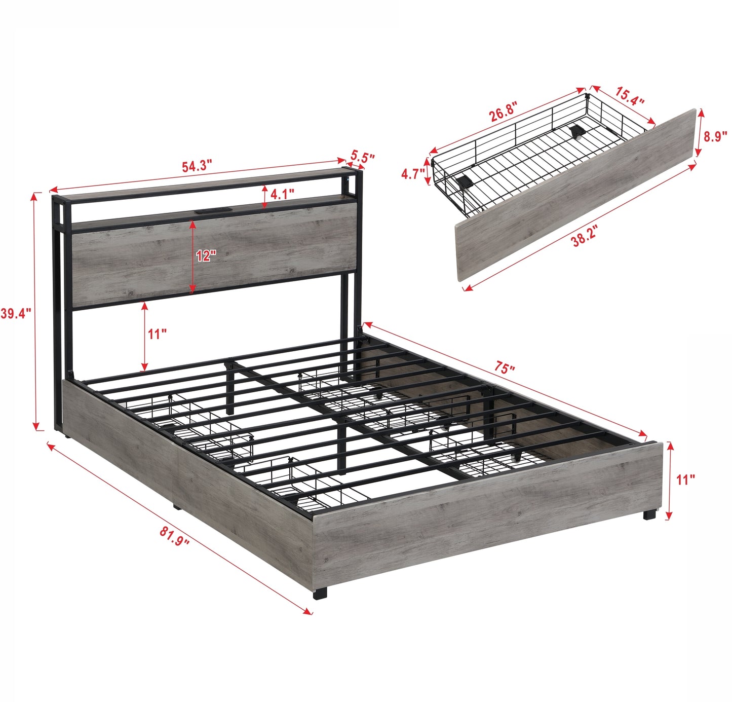 Marcel Modern Storage Full Bed