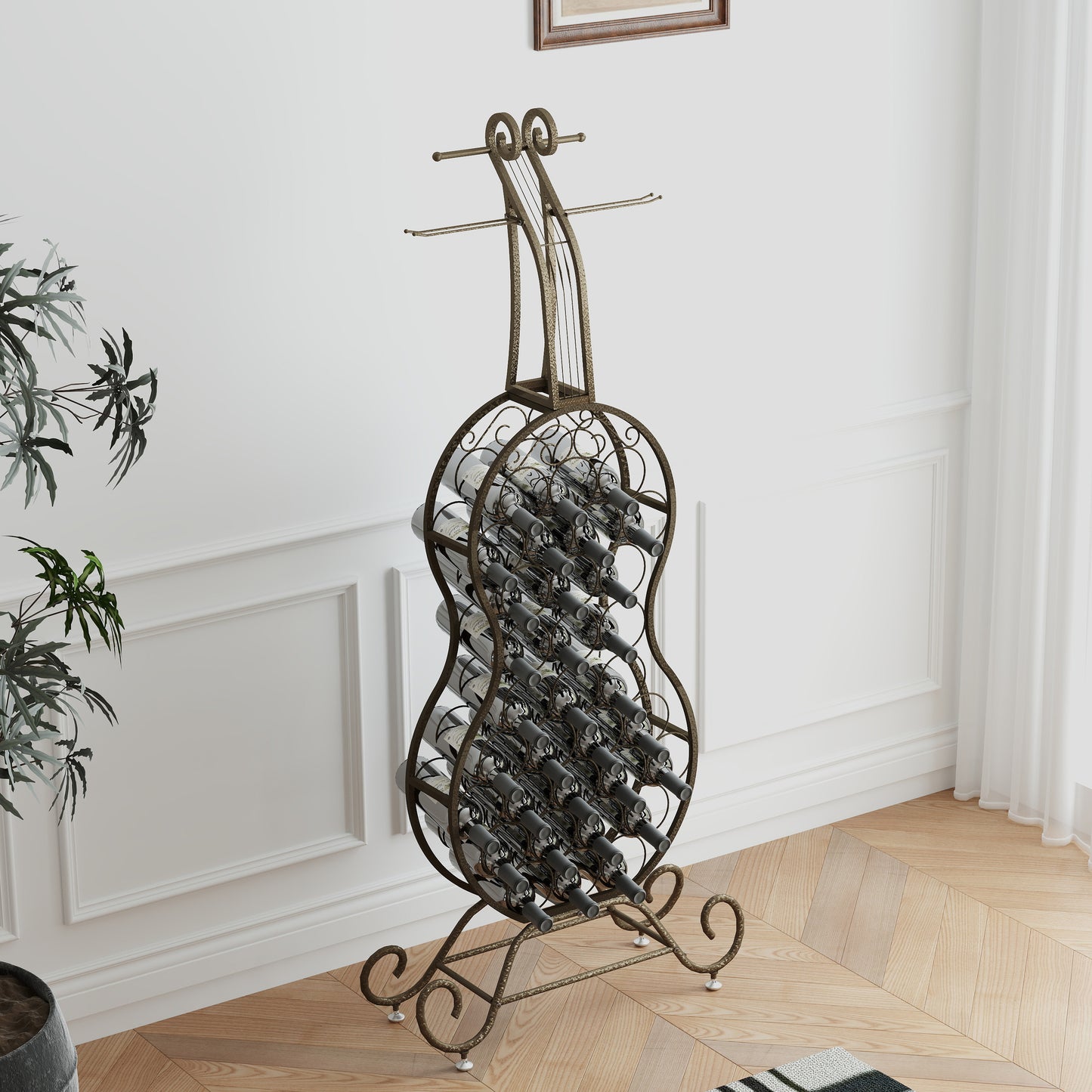 Mission Industrial Cello Shape Wine Bakers Rack
