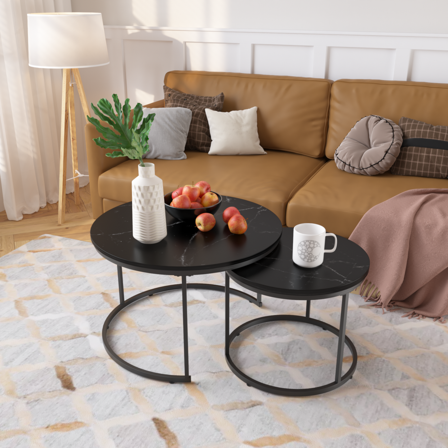 Irvington Contemporary Velvet Nesting Coffee Tables
