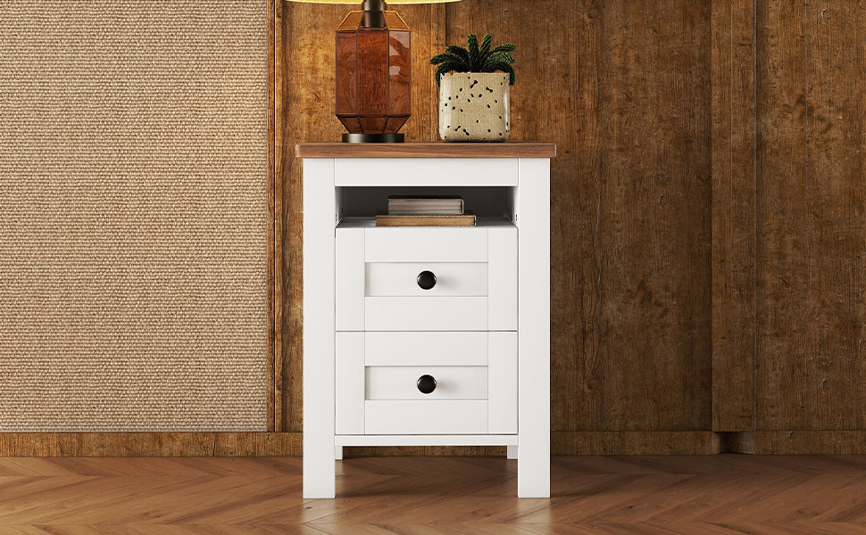Warmsprings Modern Farmhouse Wooden Nightstand