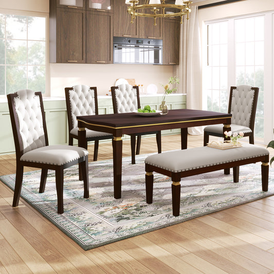 Oakridge Traditional 6-Piece Tufted Dining Table Set