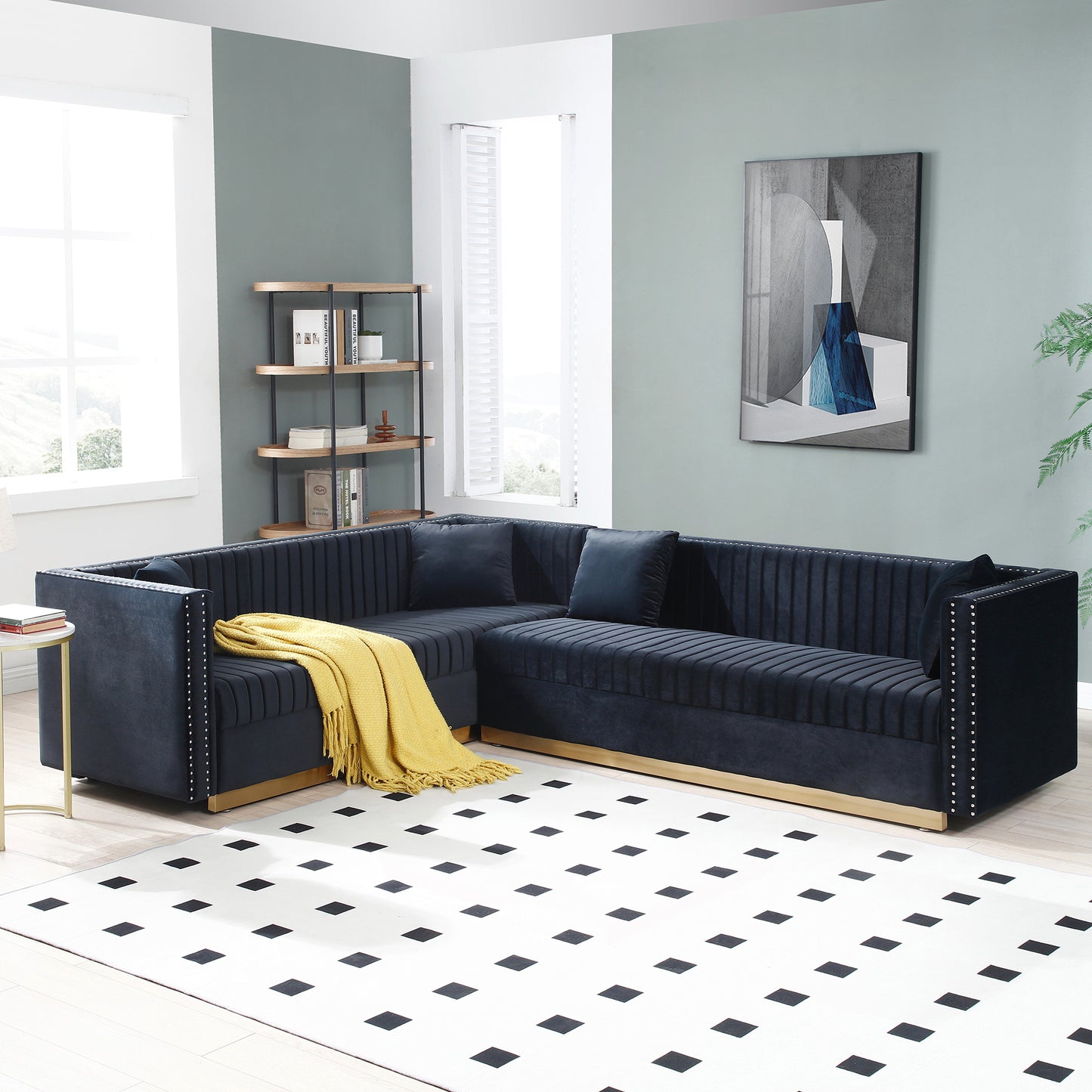 Emery Contemporary Velvet Corner Sofa