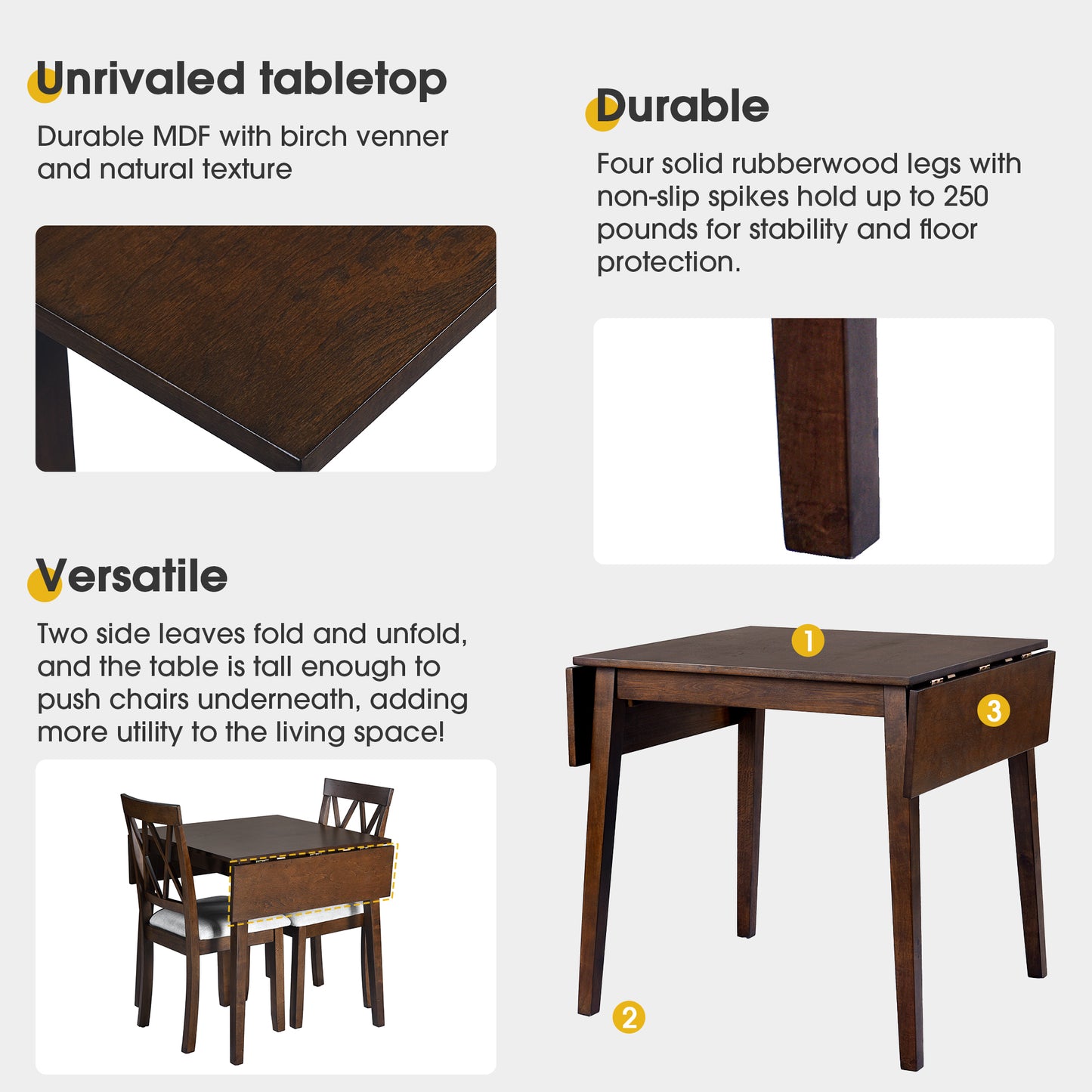Ghivi Modern Drop Leaf Dining Set