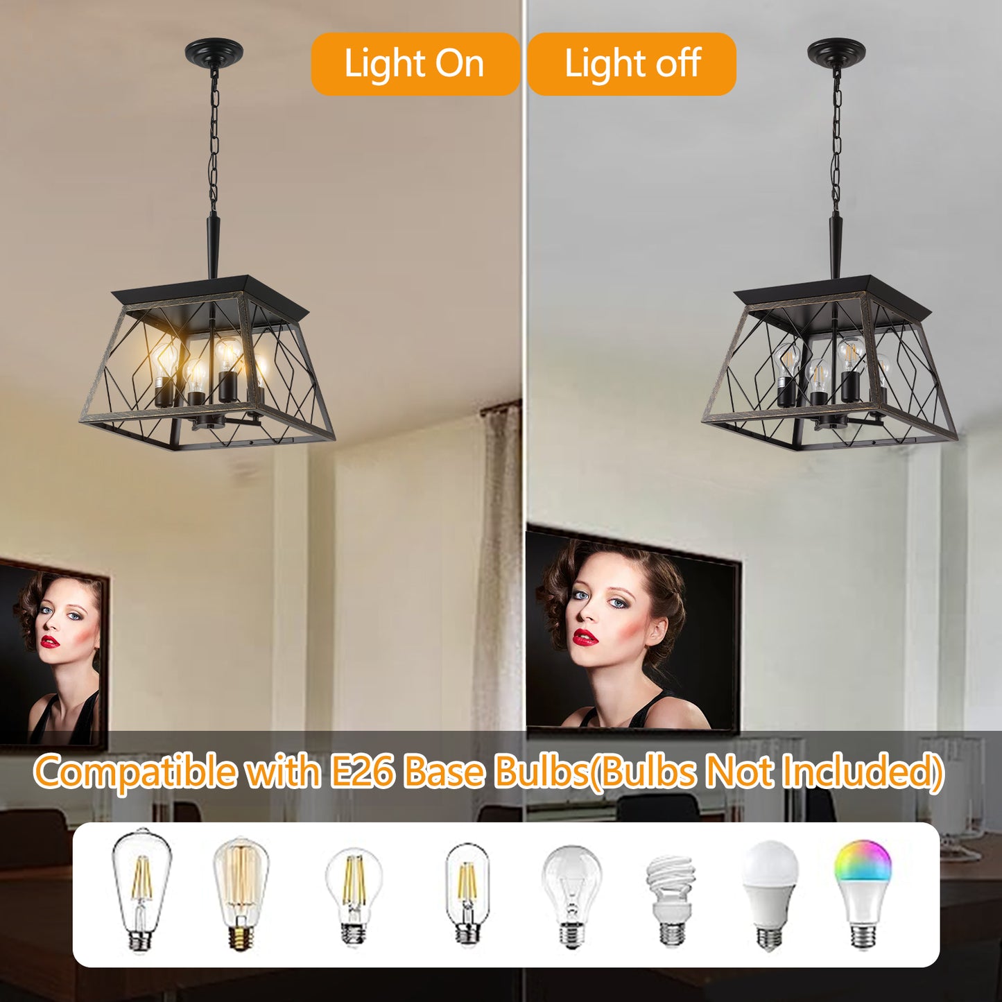 Kingsly Industrial Light Vintage Chandelier