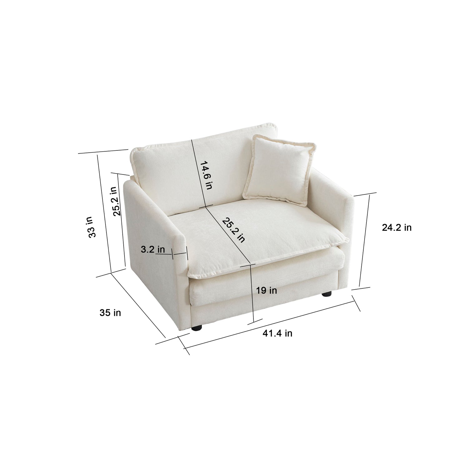 Warmsprings Modern Comfy Chenille Armchair Sofa