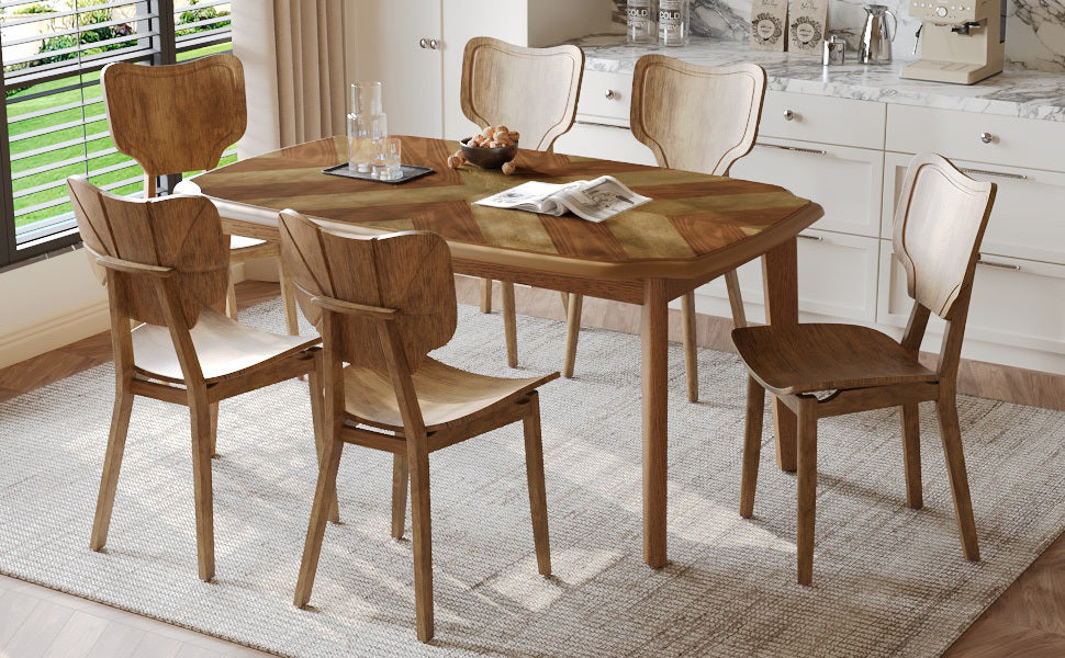 Ghivi Mid-Century 7-Piece Curved Back Dining Set