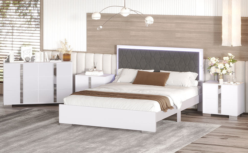 Sonoma Contemporary LED Upholstered Bedroom Set