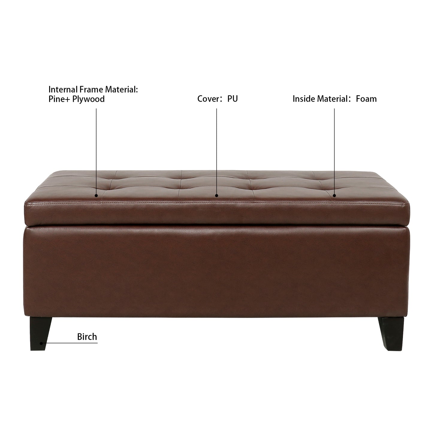 Marites Modern Leather Storage Ottoman