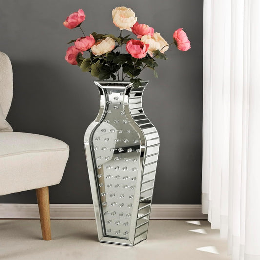 Centerville Traditional Crystal Mirrored Floor Vase