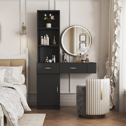 Justo Modern Hair Desk with Multi-Layer Storage