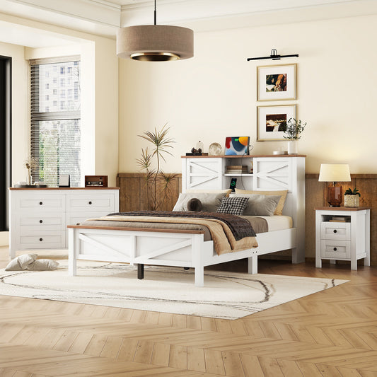 Marites Craftsman 3-Piece Farmhouse Bedroom Set with Storage