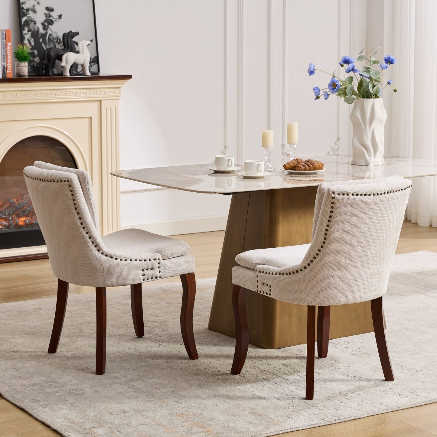 Calista Contemporary Double-layer Chenille Dining Chairs