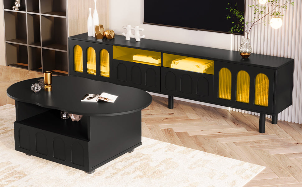 Kingsly Contemporary ON-TREND LED TV Stand