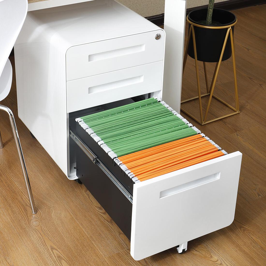 Warmsprings Modern Mobile File Cabinet White