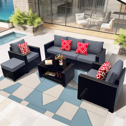 Bartholomew Contemporary Rattan Patio Sofa Set