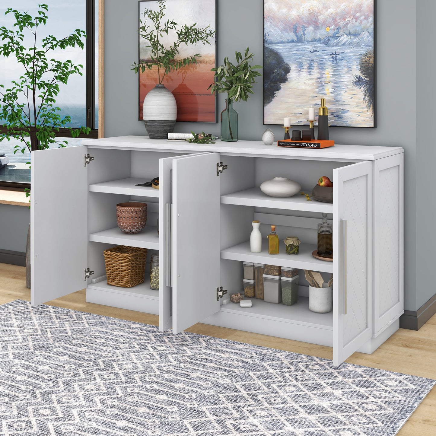 Irvington Modern Large Sideboard Storage Cabinet