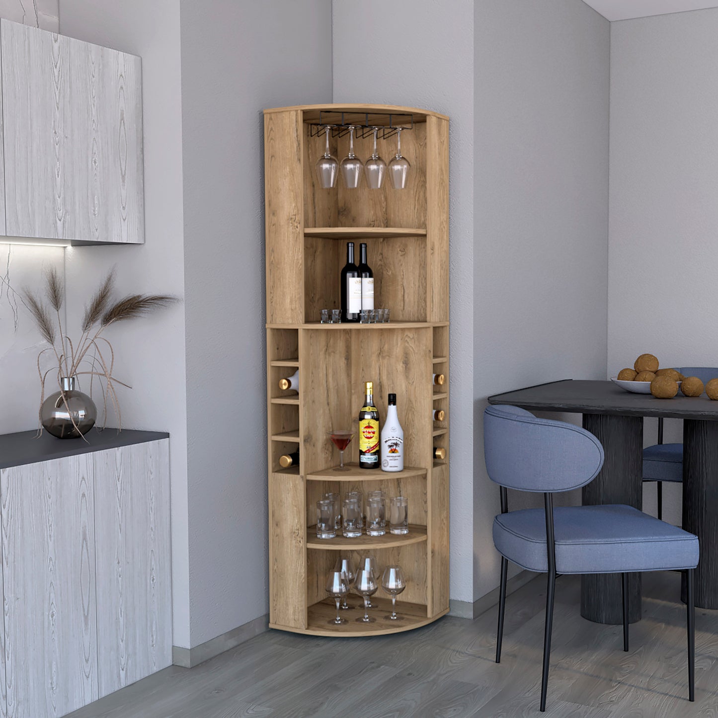 Justo Contemporary Corner Bar Cabinet