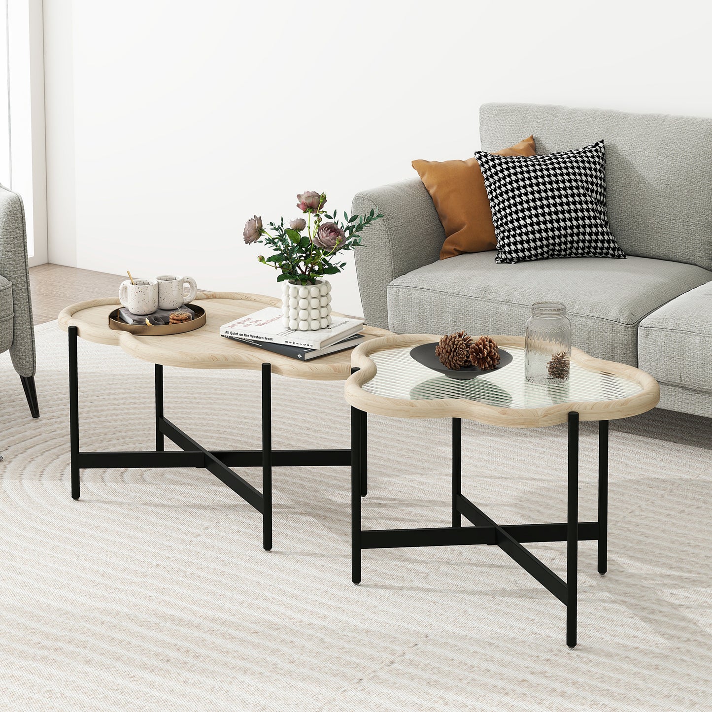 Silverleaf Contemporary Cloud Glass Coffee Table