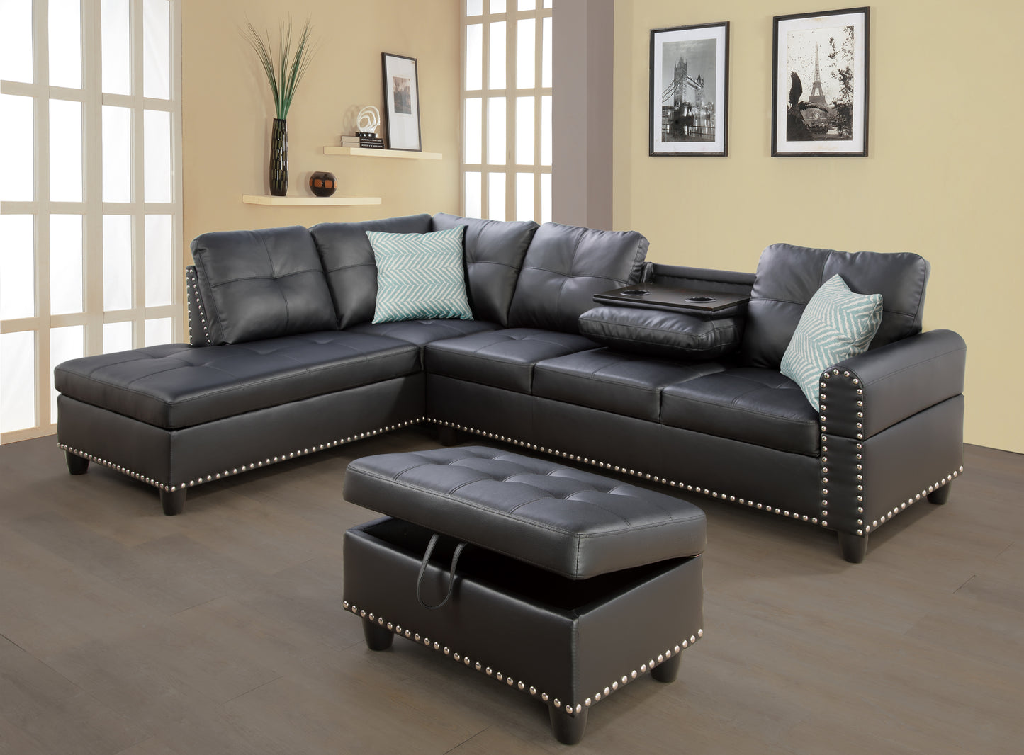 Lula Contemporary Irine Faux Leather Sectional