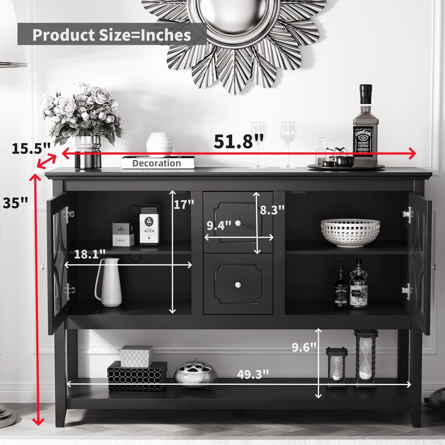 Lazzareschi Contemporary Media Sideboard Cabinet