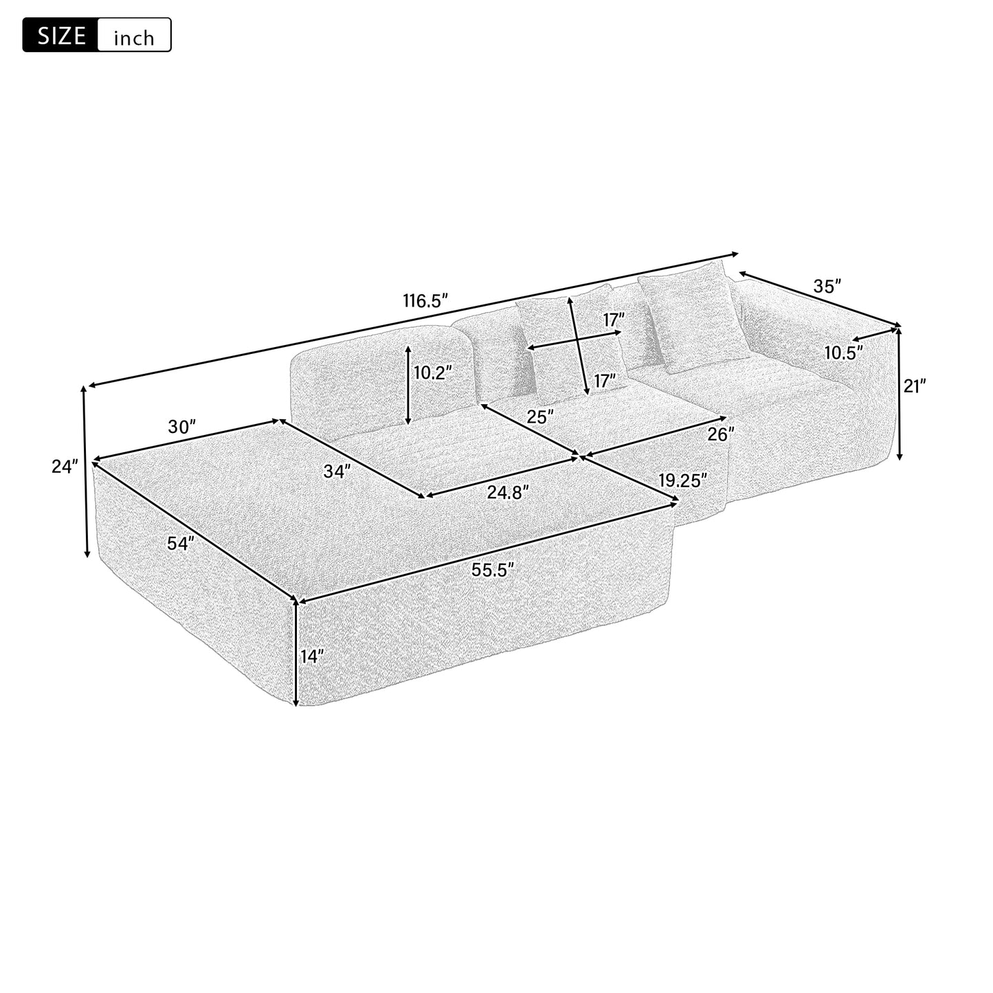 Luz Contemporary Sectional Sofa Set