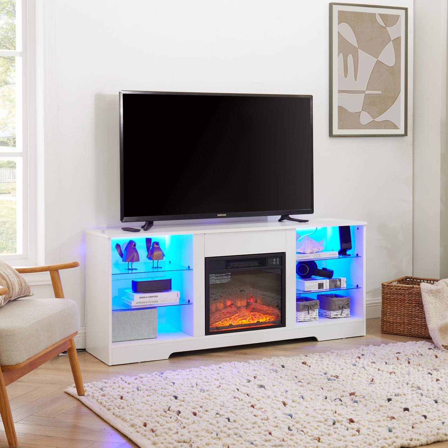 Marcel Modern LED Fireplace TV Stand