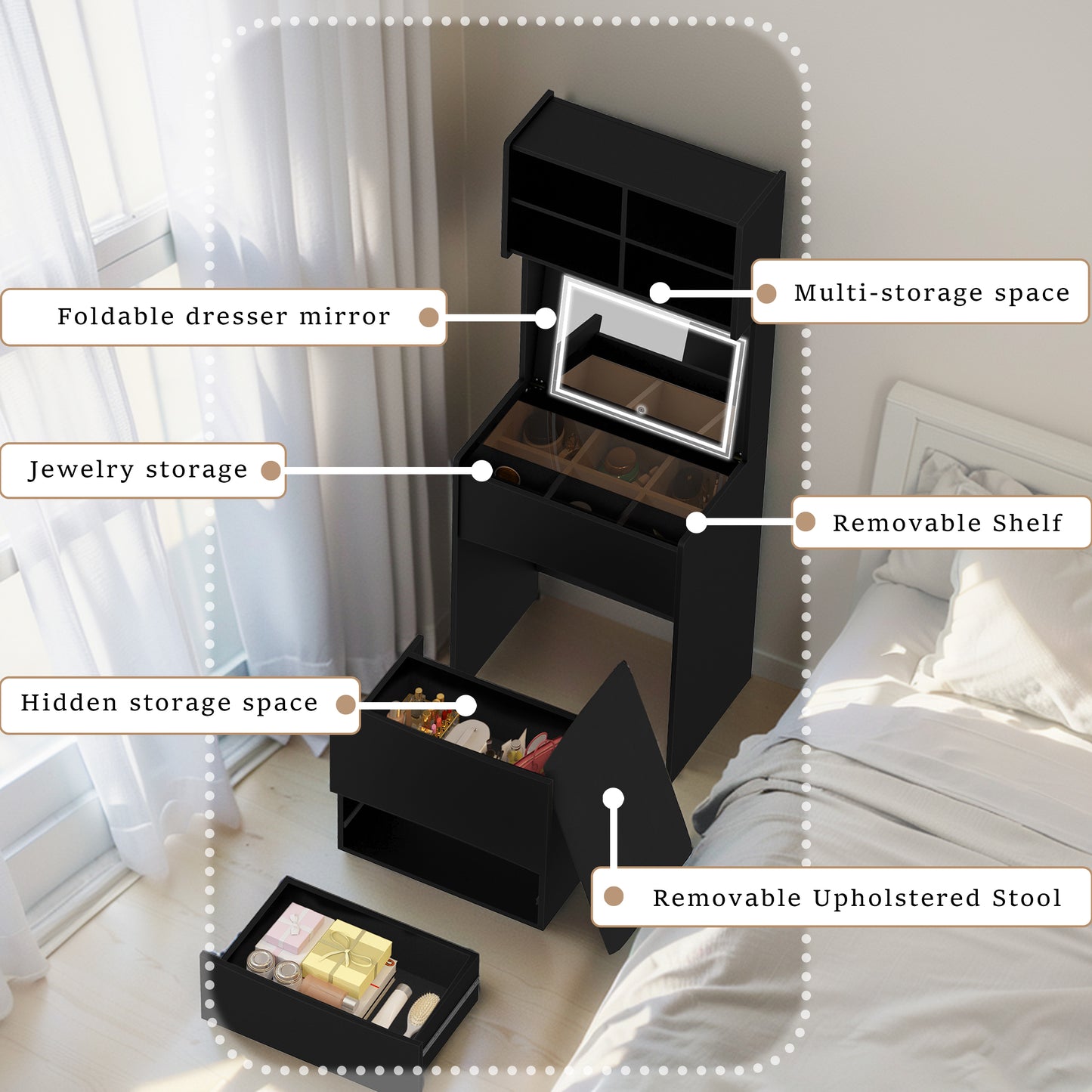 Irvington Contemporary Velvet Dressing Table