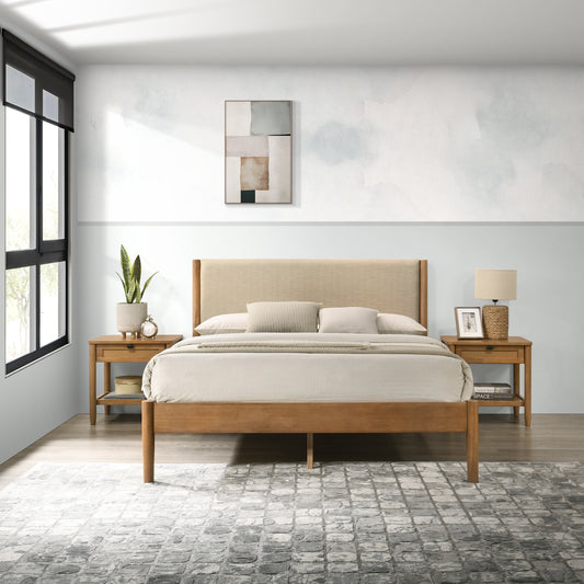Niles Modern Vichy 3-Piece Rubberwood Platform Bedroom Set