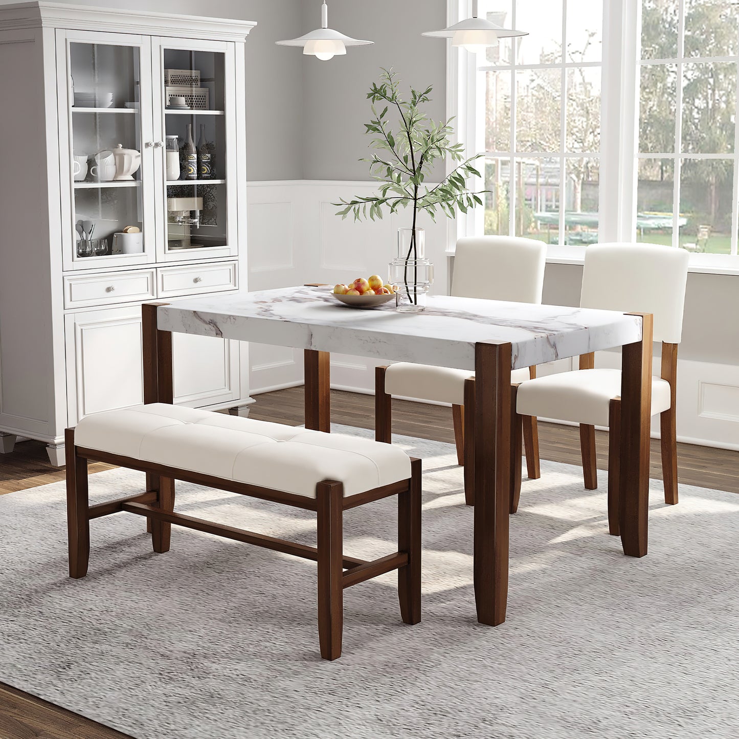 Lazzareschi Modern Marble Dining Set