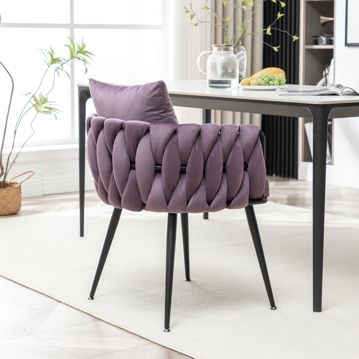 Marites Modern Velvet Weaving Dining Chairs Set