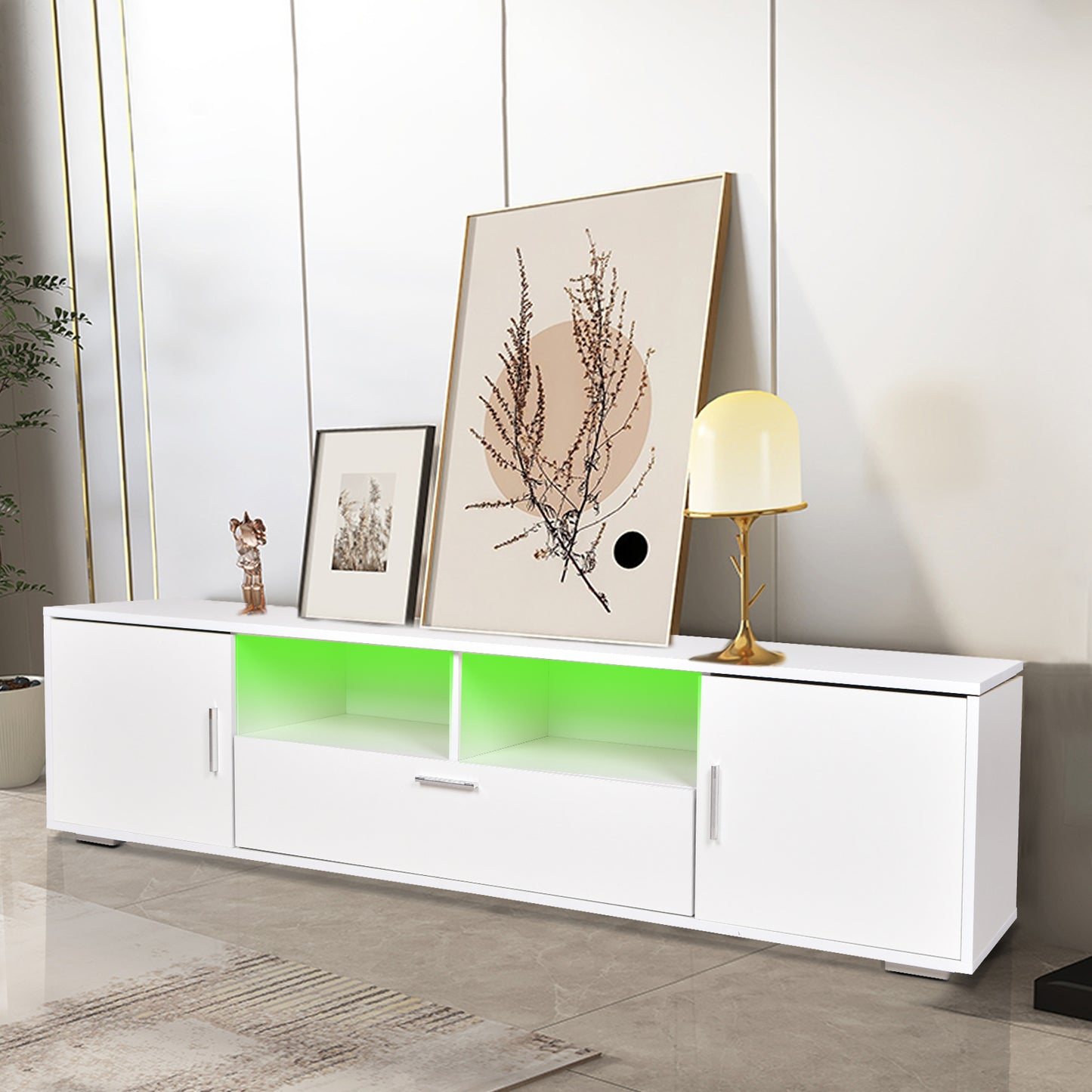 Justo Modern Stand with LED Lights Entertainment Table