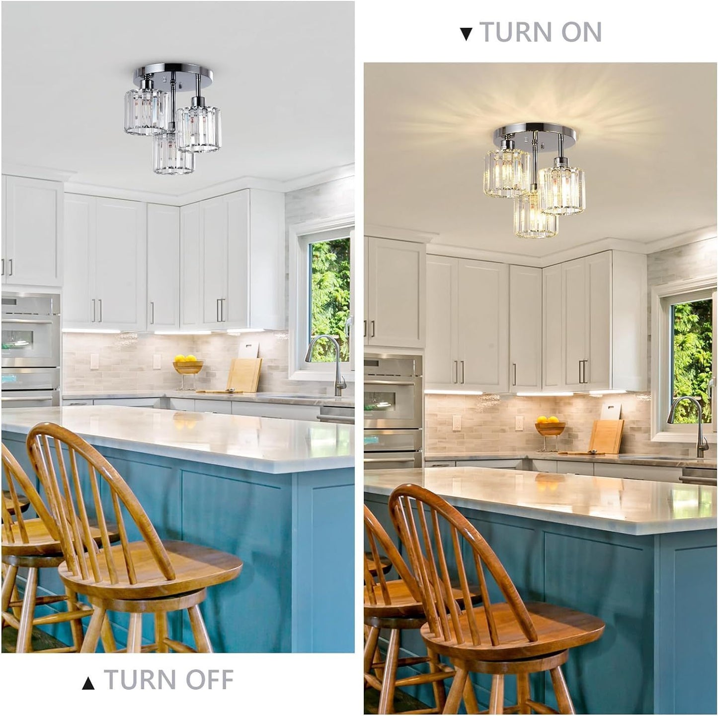 Eda Contemporary Crystal Flush Ceiling Light