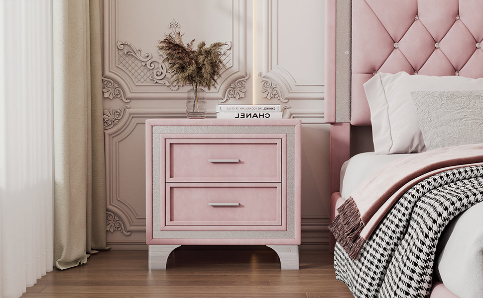 Sonoma Contemporary Velvet Bedside Table