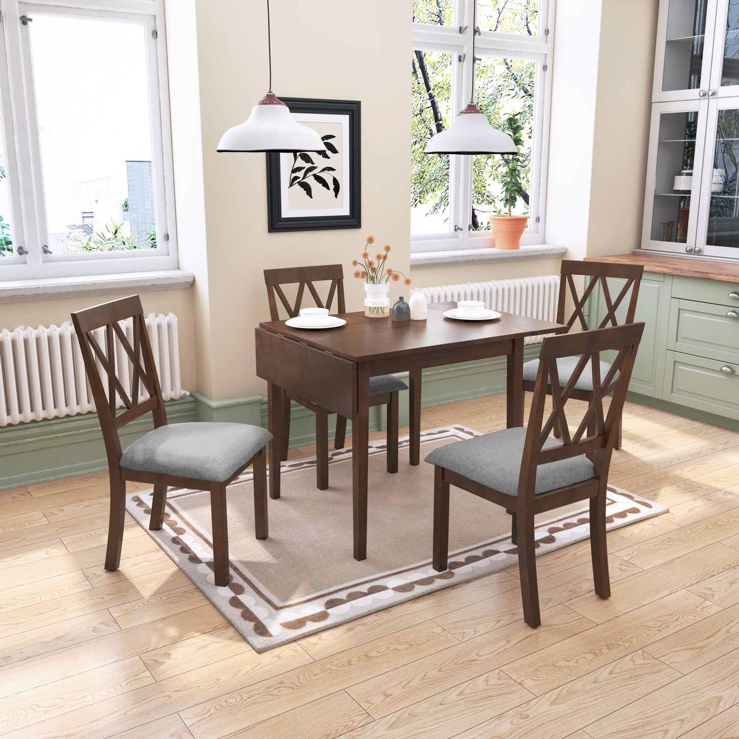 Irvington Contemporary Foldable Dining Table Set