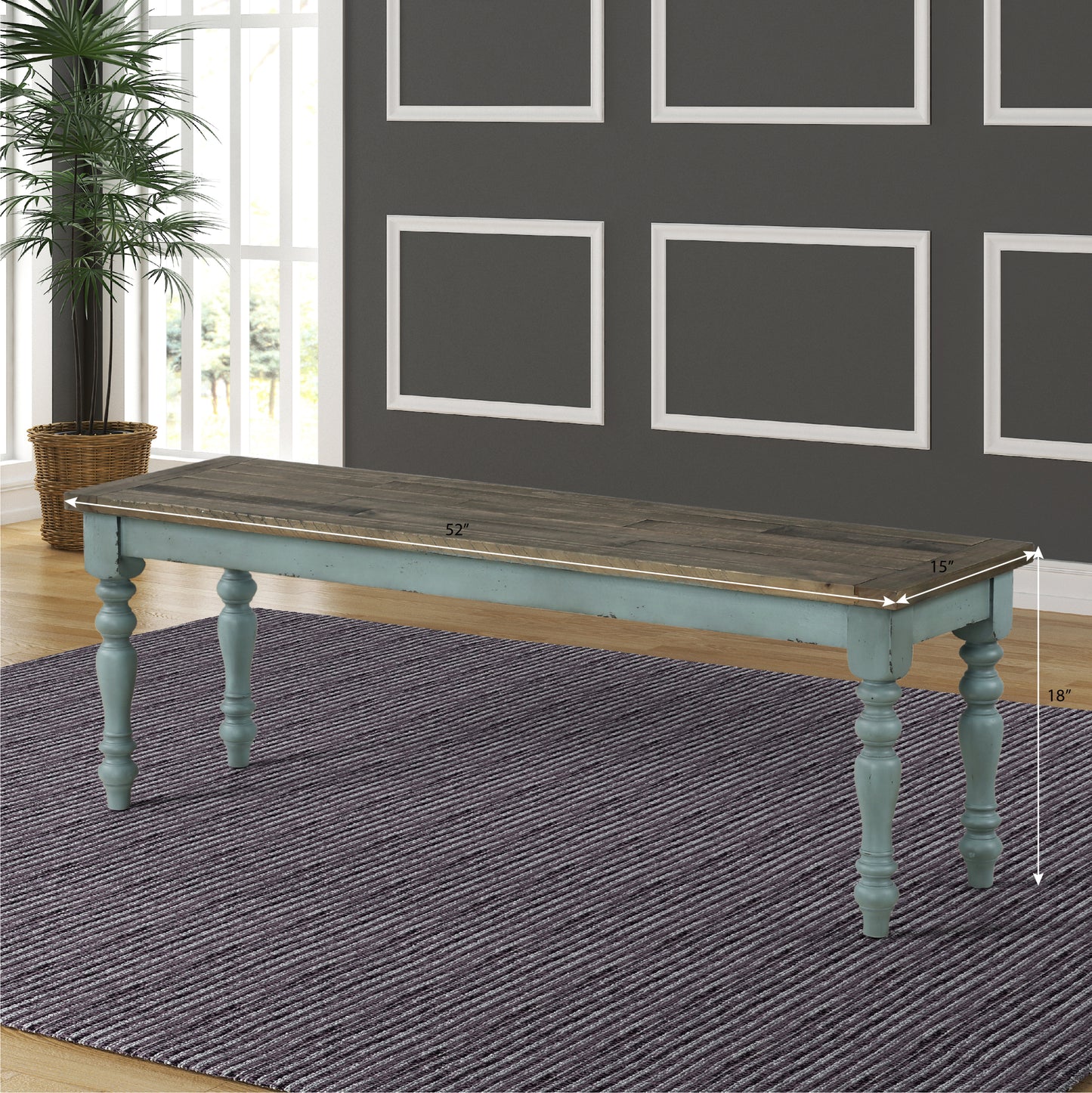 Kingsly Craftsman Velvet Dining Bench