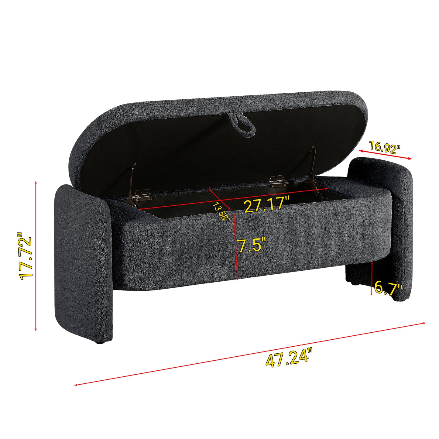 Kingsly Modern Oval Storage Fleece Ottoman