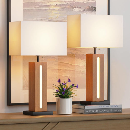 Calista Modern Wood Grain Lamps