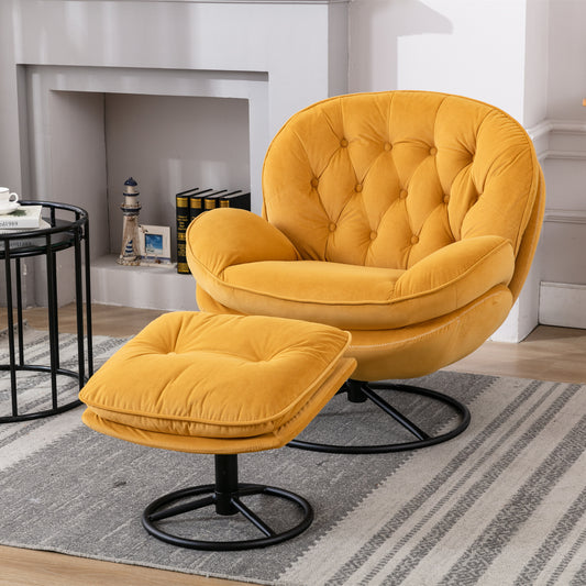 Oakridge Mid-Century Accent Chair with Ottoman