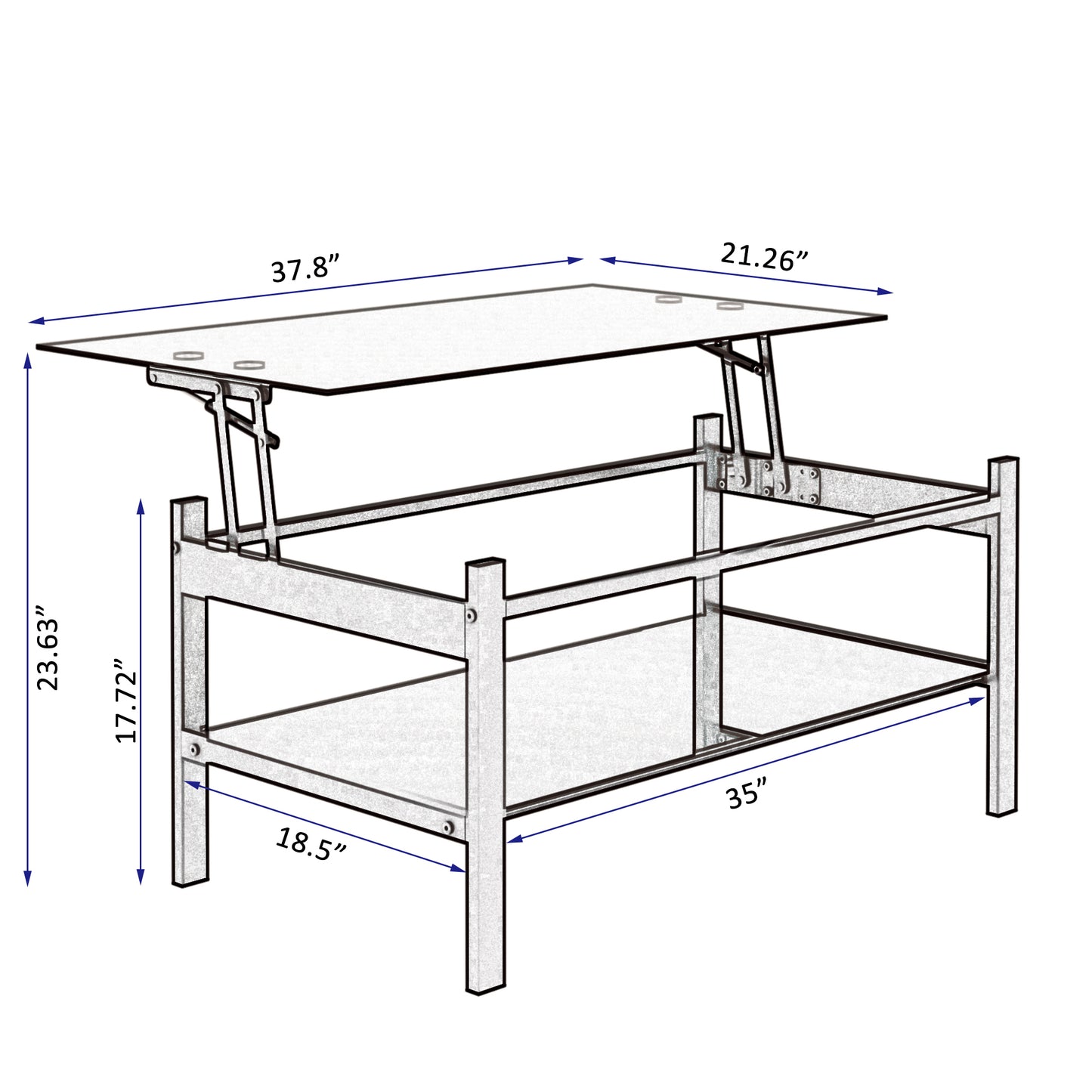 Centerville Modern Glass Lift Top Coffee Table